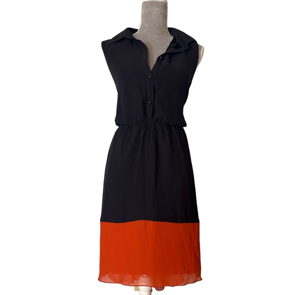 Navy blue and orange high low button up/collared dress. Size 14W